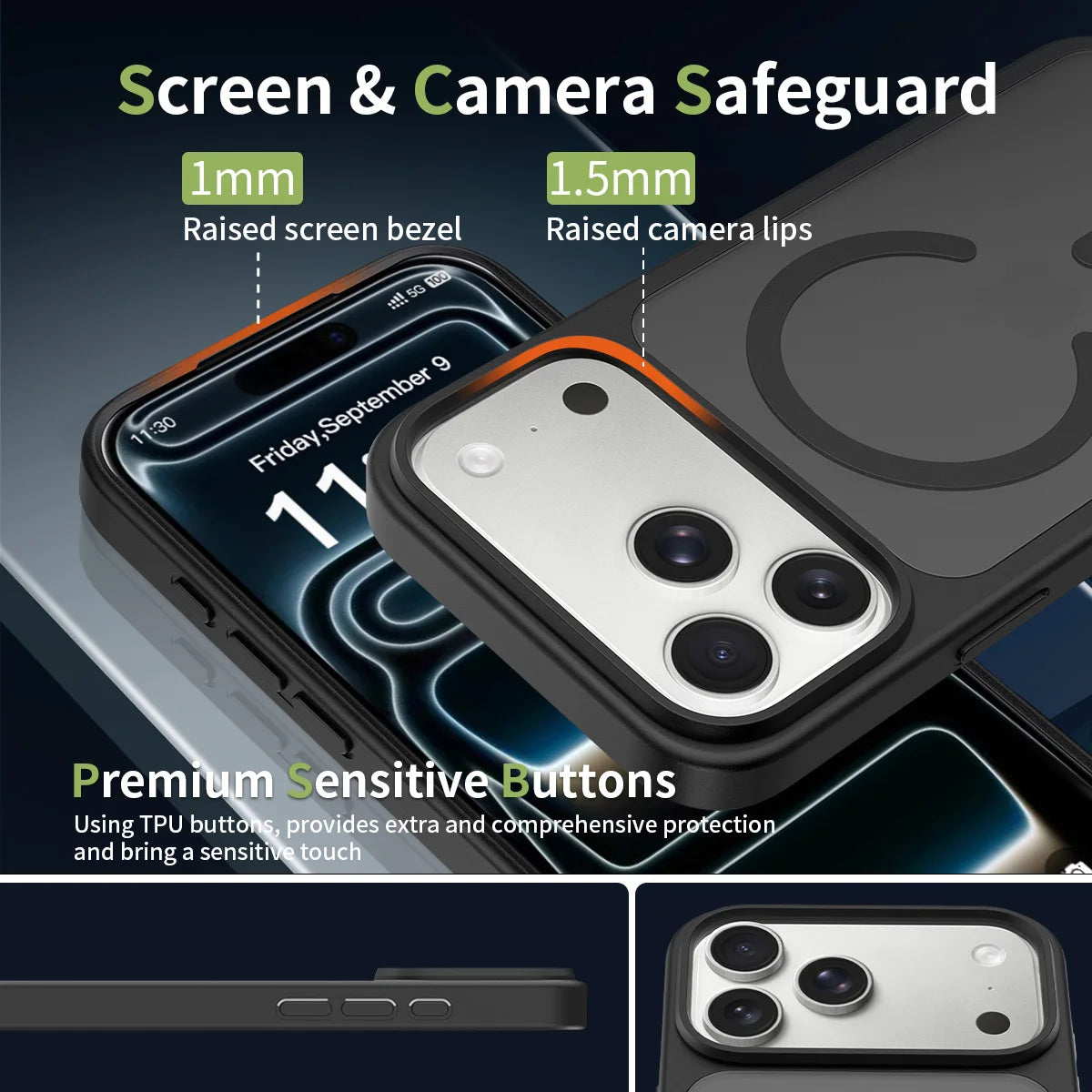 US in Stock Luxury Matte Soft-Touch iPhone 17 Pro Max Case High Quality Skin-Feel Shockproof Magnetic Mobile Phone Case