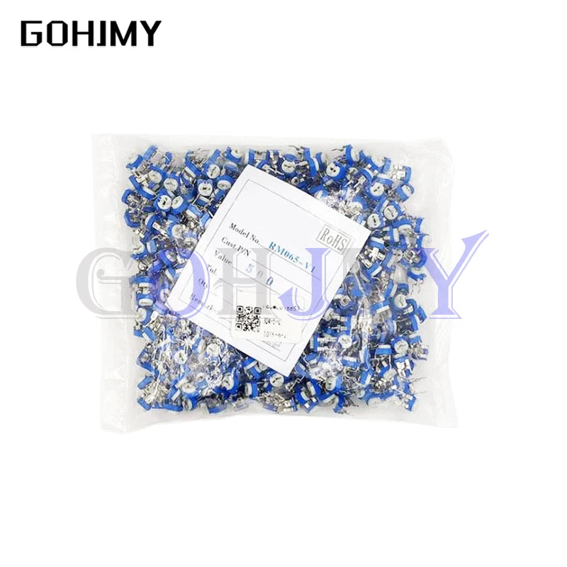 20PCS RM065 Trimmer Potentiometer Adjustable Resistor 500R 1K 5K 10K 20K 50K 100K 200K 500K 1M RM-065 Variable Resistors