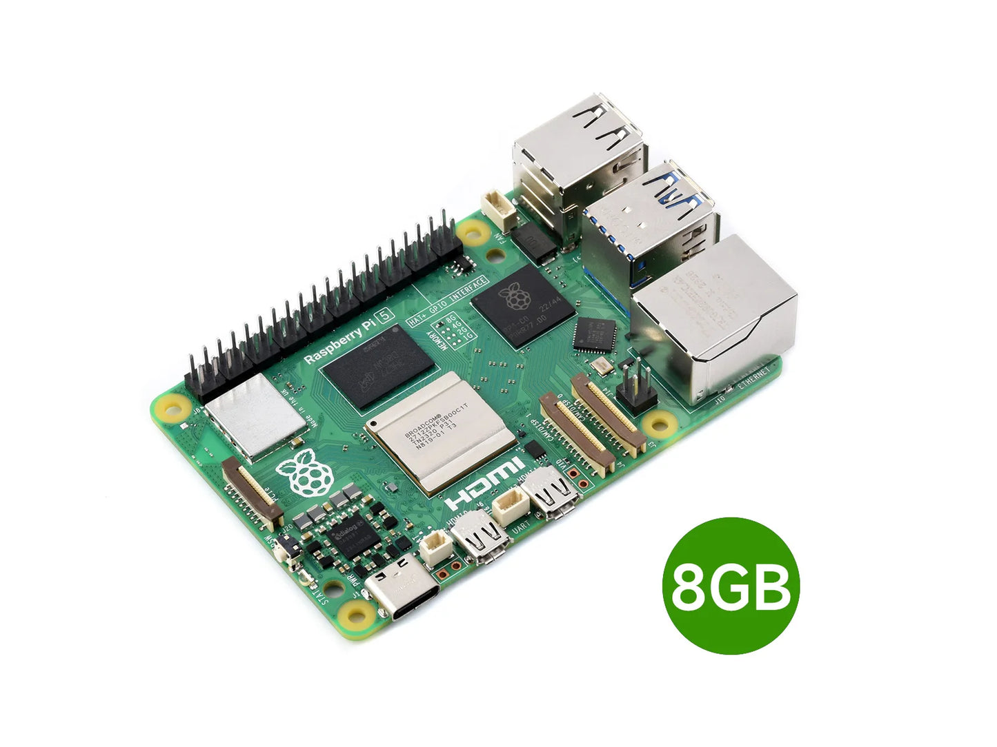 Raspberry Pi 5, Options for 4GB/8GB RAM, BCM2712 processor, 2.4GHz quad-core 64-bit Arm Cortex-A76 CPU Built Using RP1 I/O