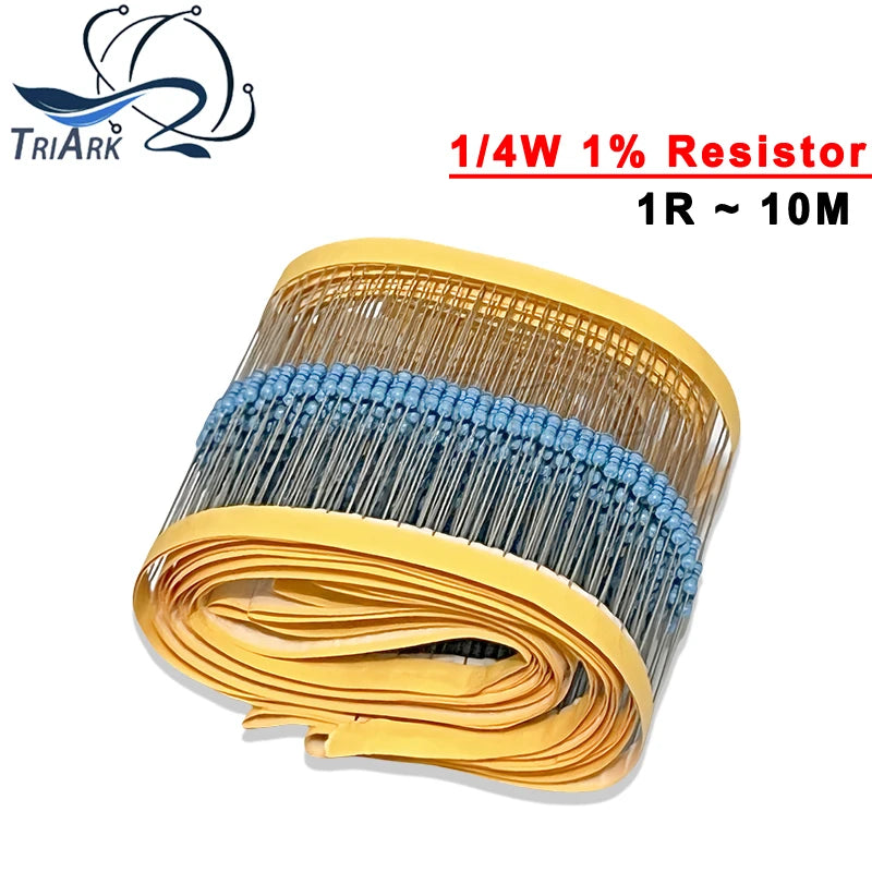 100PCS/Lot Metal Film Resistor 1/4W 1% 100R 220R 1K 1.5K 2.2K 4.7K 10K 22K 47K 100K 100 220 1K5 2K2 4K7 Ohm Resistance 1R~22M