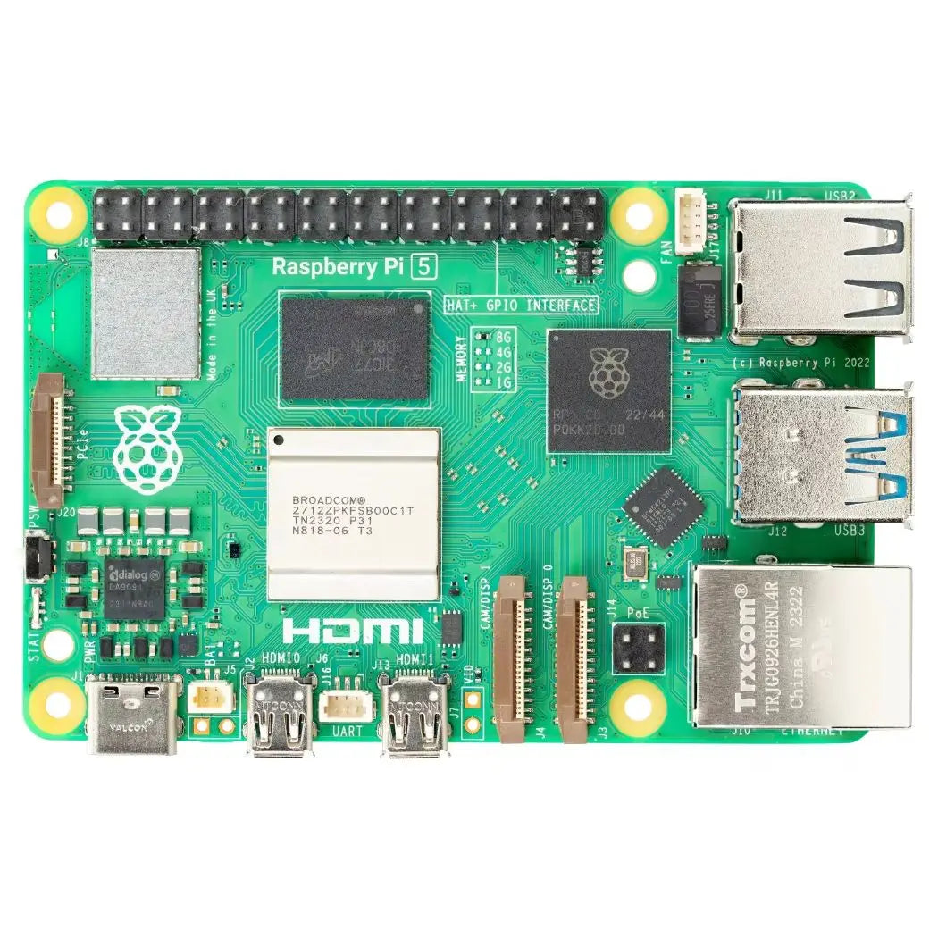 Raspberry Pi 5 Official Board Quad-Core 2.4GHz SBC, Wi-Fi 5, Dual 4Kp60 HDMI, PCIe, Gigabit Ethernet for AI & IoT Projects