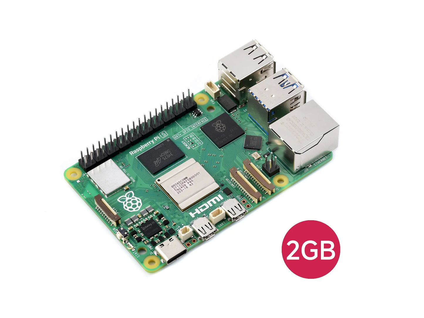 Raspberry Pi 5, 2.4GHz quad-core 64-bit Arm Cortex-A76 CPU, Built Using RP1 I/O Controller, Options for 2GB/4GB/8GB RAM