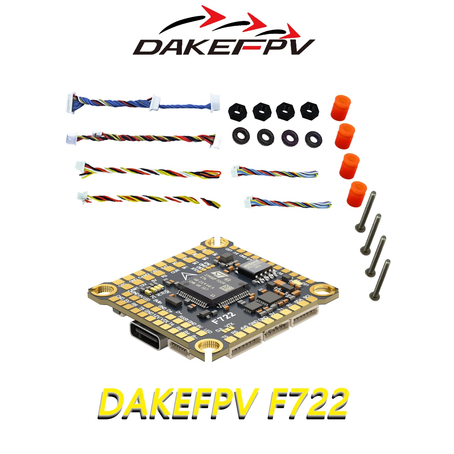 DAKEFPV F722 FC 8S 70A STACK 4IN1 Blheli_S Bluejay 8bit ESC F722 Flight Stack Support Betaflight INAV For FPV 5inch RC drone DIY