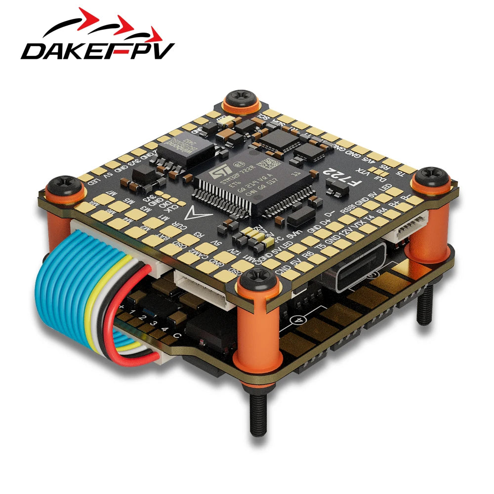 DAKEFPV F722 FC 8S 70A STACK 4IN1 Blheli_S Bluejay 8bit ESC F722 Flight Stack Support Betaflight INAV For FPV 5inch RC drone DIY