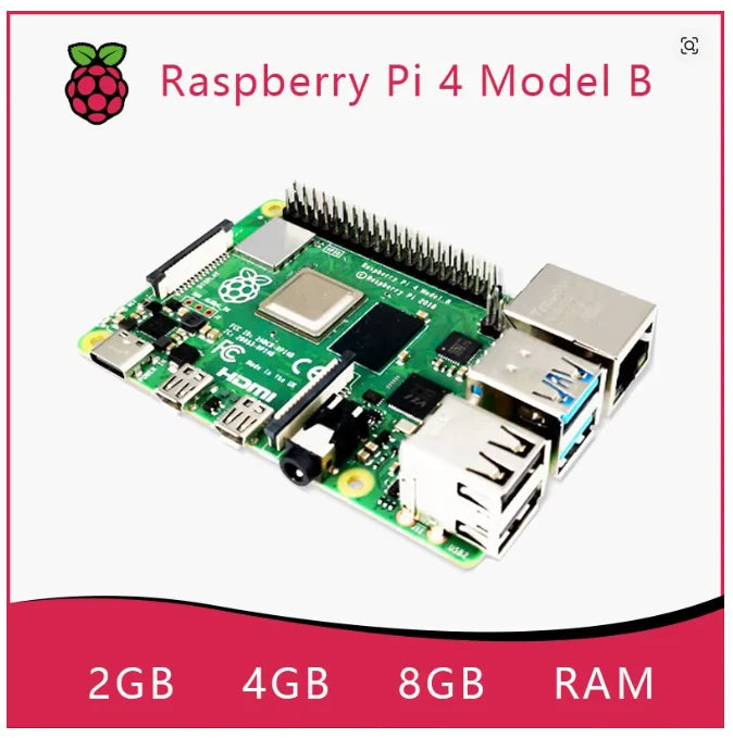 Raspberry Pi 4 Model B (4B), Available with 1GB / 2GB / 4GB / 8GB RAM, Quad-Core CPU, 1.5GHz Clock Speed, Optional Kit